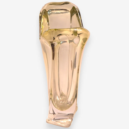 Val St Lambert-Attributed Vintage Art Nouveau Crystal Glass Vase - Lime