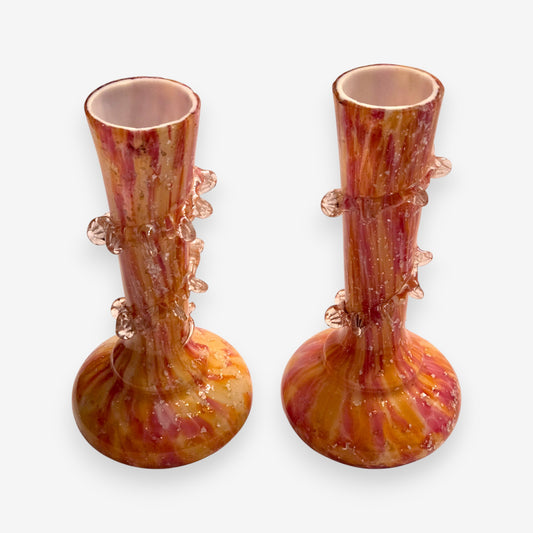 Antique Victorian Spiral Pincered English Vase - Pink