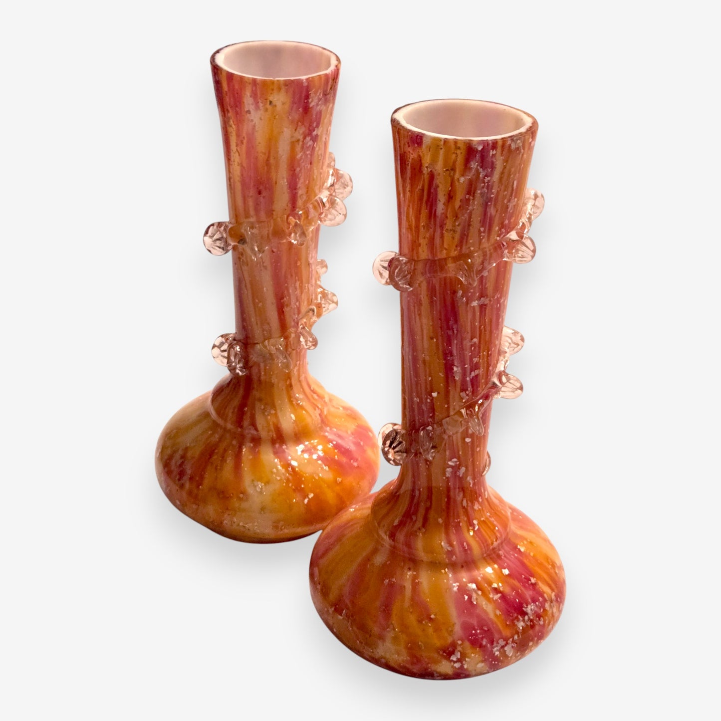 Antique Victorian Spiral Pincered English Vase - Pink