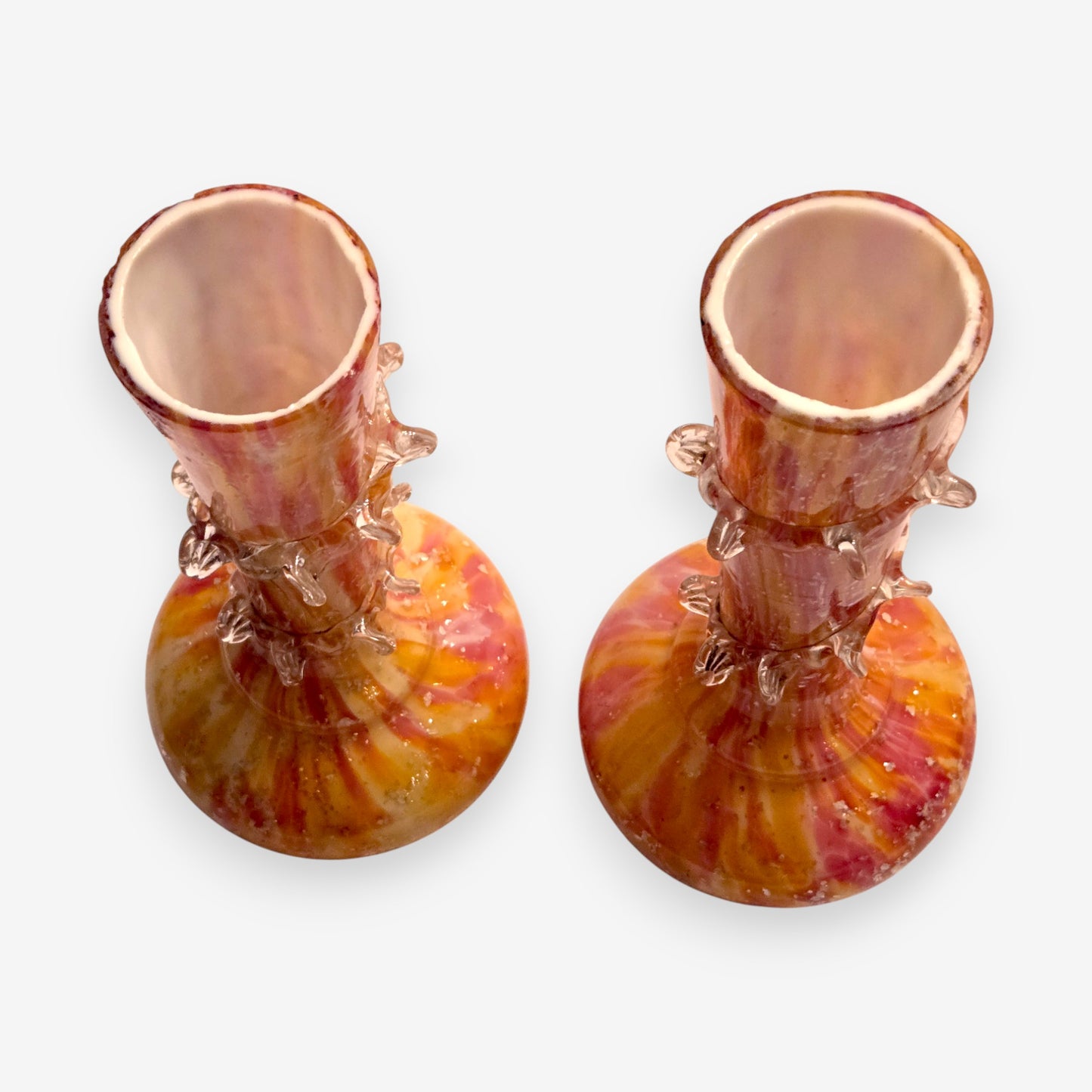 Antique Victorian Spiral Pincered English Vase - Pink