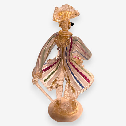 Murano-Attributed Tricorn Hat Glass Gentleman Figurine - Multi-Colour