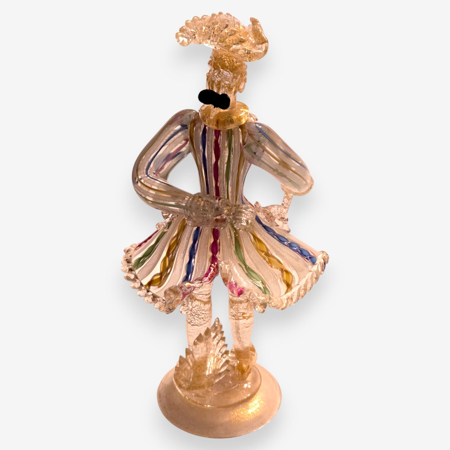 Murano-Attributed Tricorn Hat Glass Gentleman Figurine - Multi-Colour