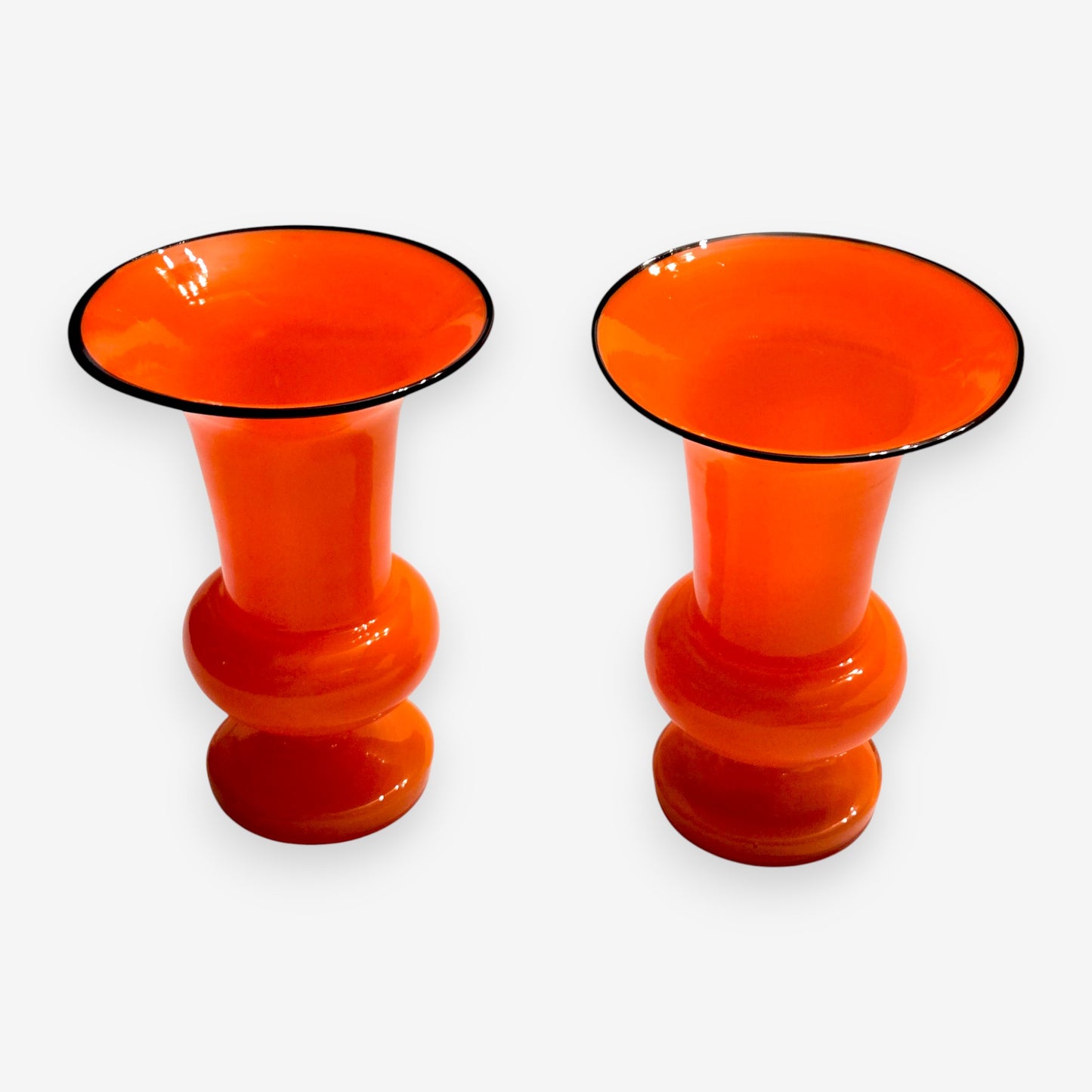 Art Deco Flared Tulip Tango Glass Vase - Orange