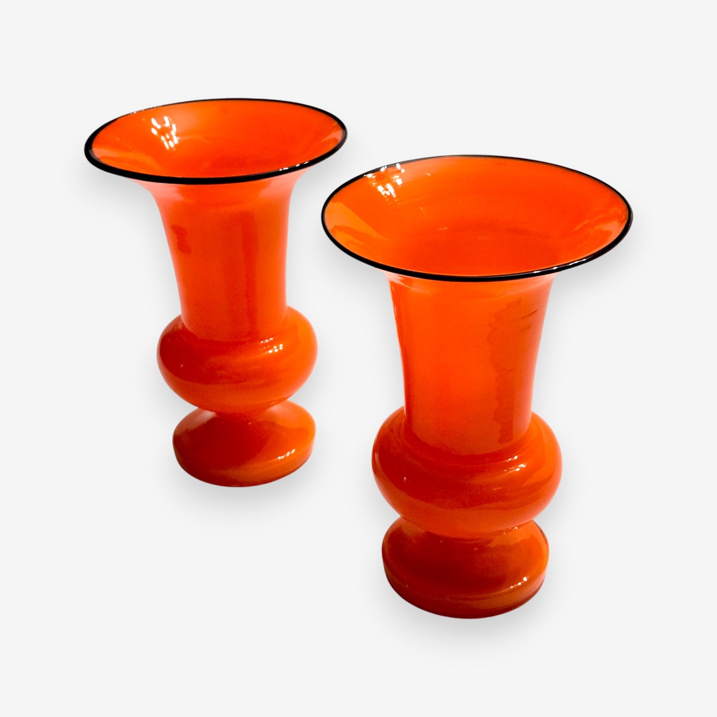 Art Deco Flared Tulip Tango Glass Vase - Orange