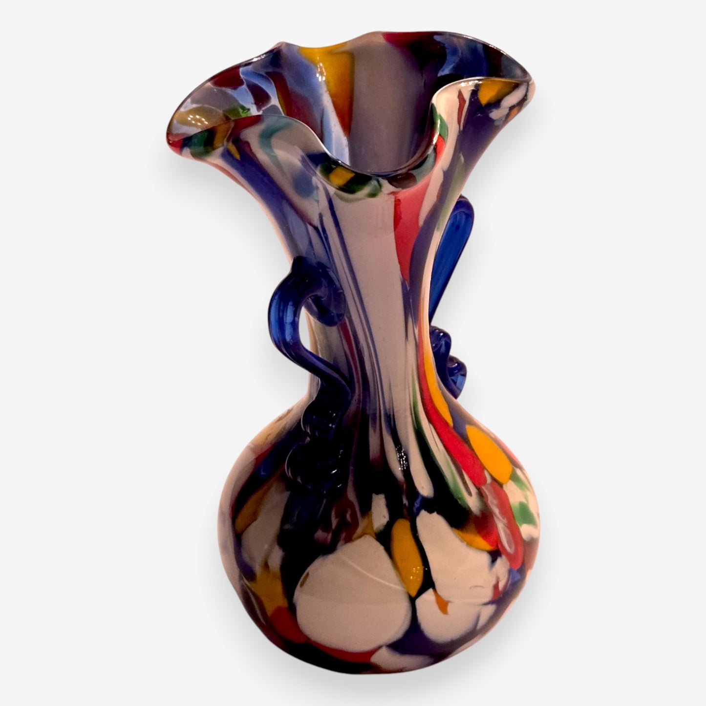 Murano-Attributed  Millefiori Vintage Mosaic Glass Vase - Multi-Colour