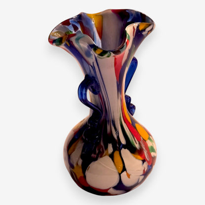 Murano-Attributed  Millefiori Vintage Mosaic Glass Vase - Multi-Colour