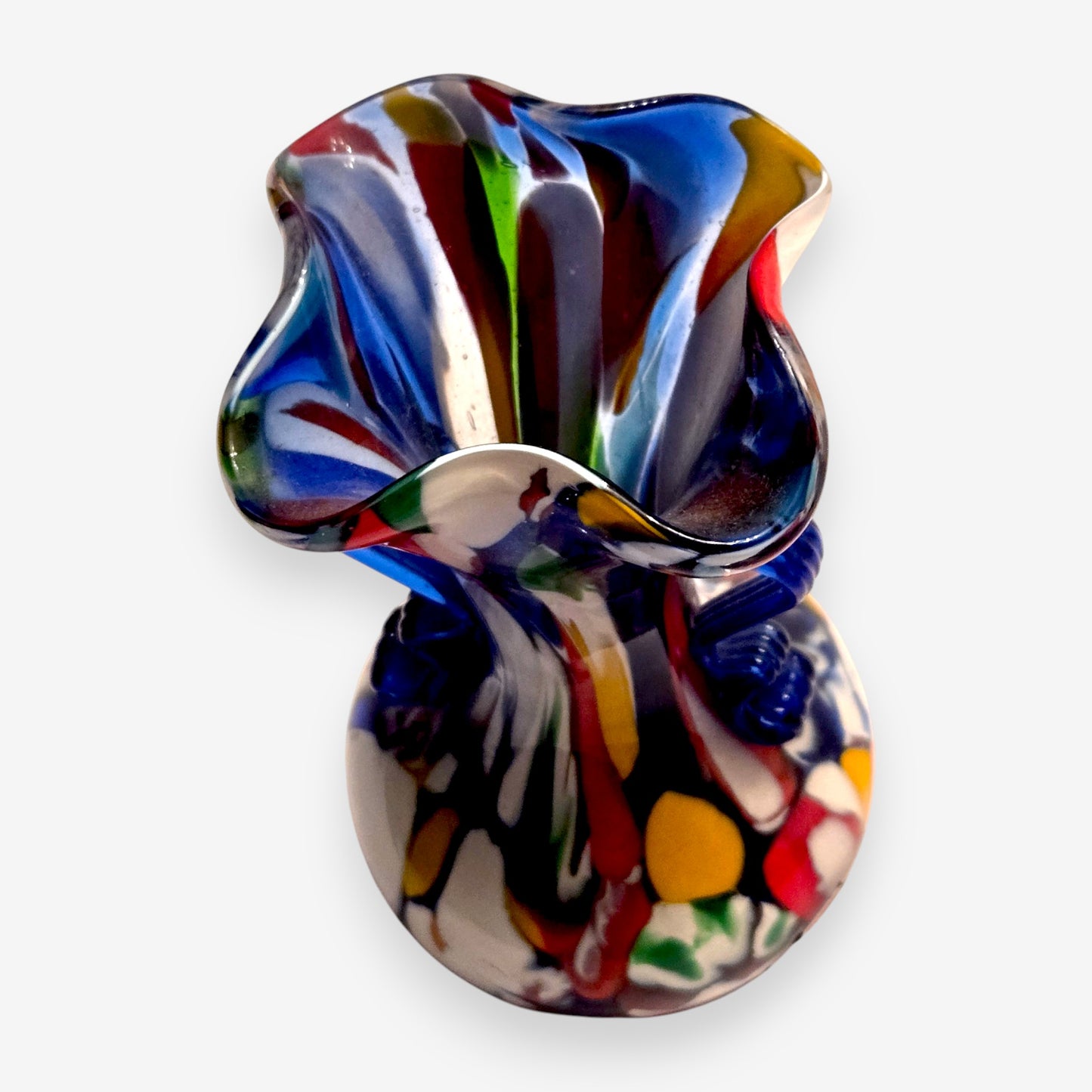 Murano-Attributed  Millefiori Vintage Mosaic Glass Vase - Multi-Colour