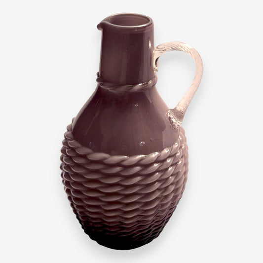 Empoli-Attributed Vintage Basket Weave Murano Glass Jug - Purple