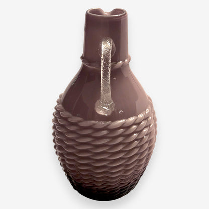 Empoli-Attributed Vintage Basket Weave Murano Glass Jug - Purple