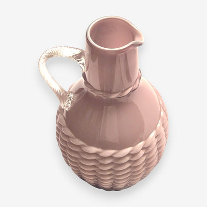 Empoli-Attributed Vintage Basket Weave Murano Glass Jug - Purple