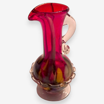 Vintage Murano-Attributed Glass Pitcher/Vase - Multi-Colour