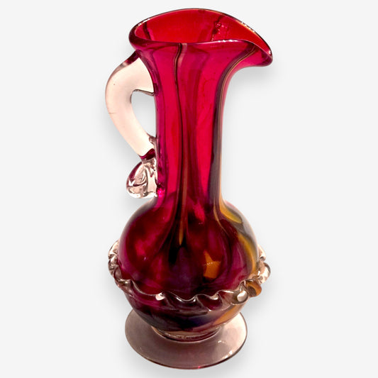 Vintage Murano-Attributed Glass Pitcher/Vase - Multi-Colour