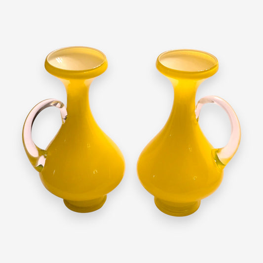 Vintage Italian Empoli-Attributed Glass Jugs/Pitchers - Yellow