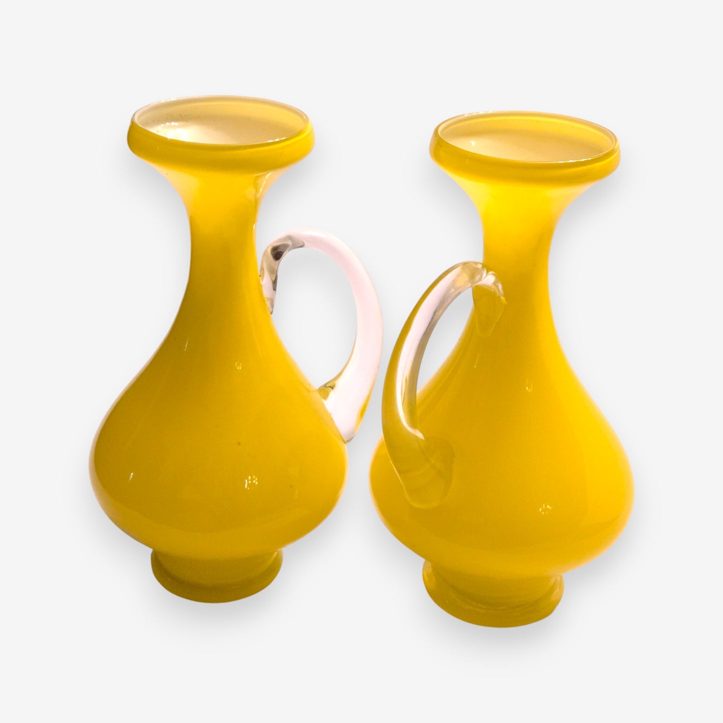 Vintage Italian Empoli-Attributed Glass Jugs/Pitchers - Yellow