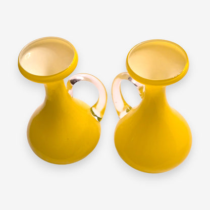 Vintage Italian Empoli-Attributed Glass Jugs/Pitchers - Yellow