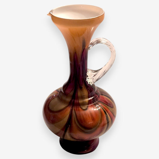 Murano-Attributed Vintage Opaline Hand Blown Pop Art Glass Vase - Multi-Colour