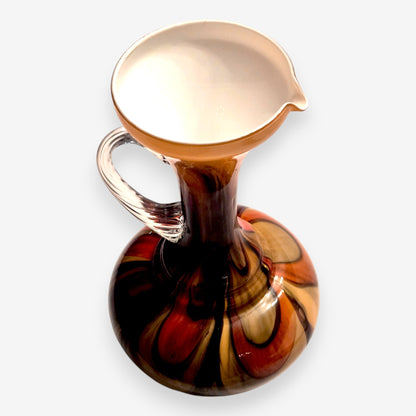 Murano-Attributed Vintage Opaline Hand Blown Pop Art Glass Vase - Multi-Colour