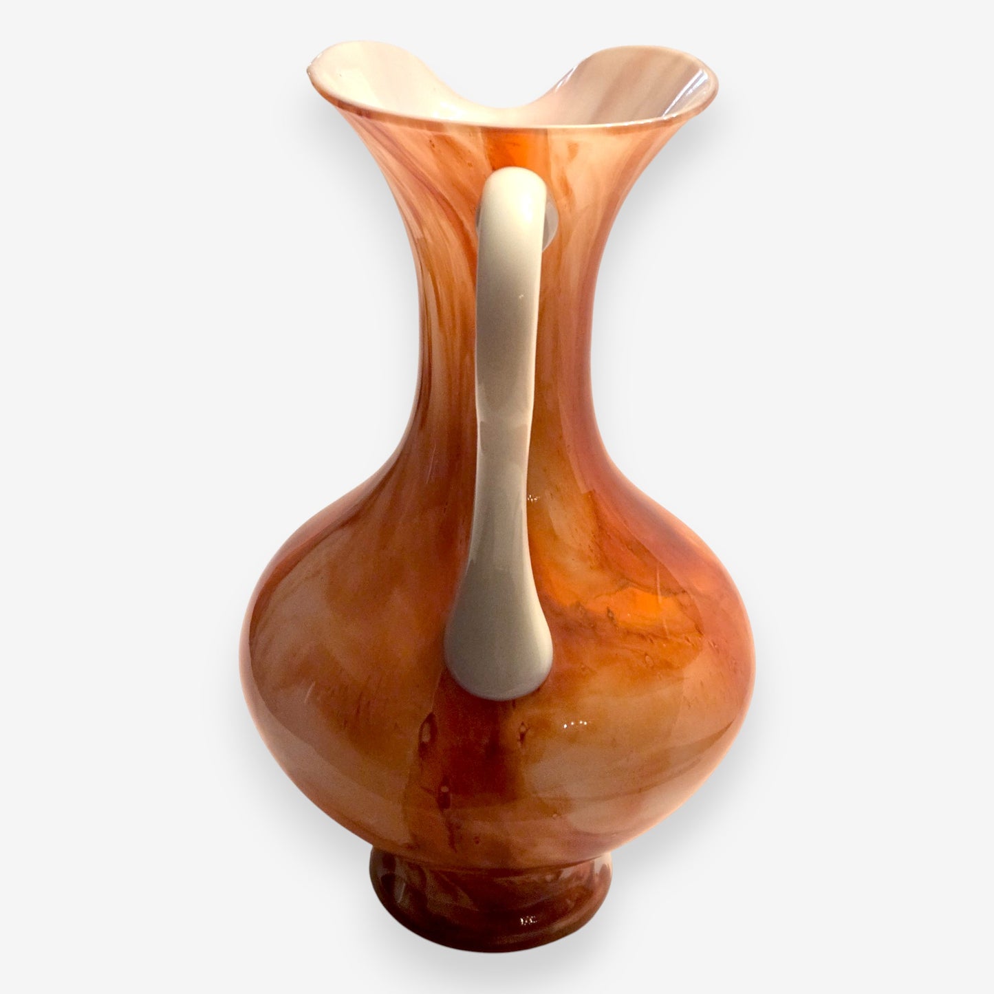 Murano-Attributed Vintage Opaline Swirled Marble Design Glass Vase - Multi-Colour