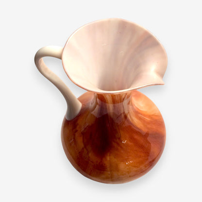 Murano-Attributed Vintage Opaline Swirled Marble Design Glass Vase - Multi-Colour
