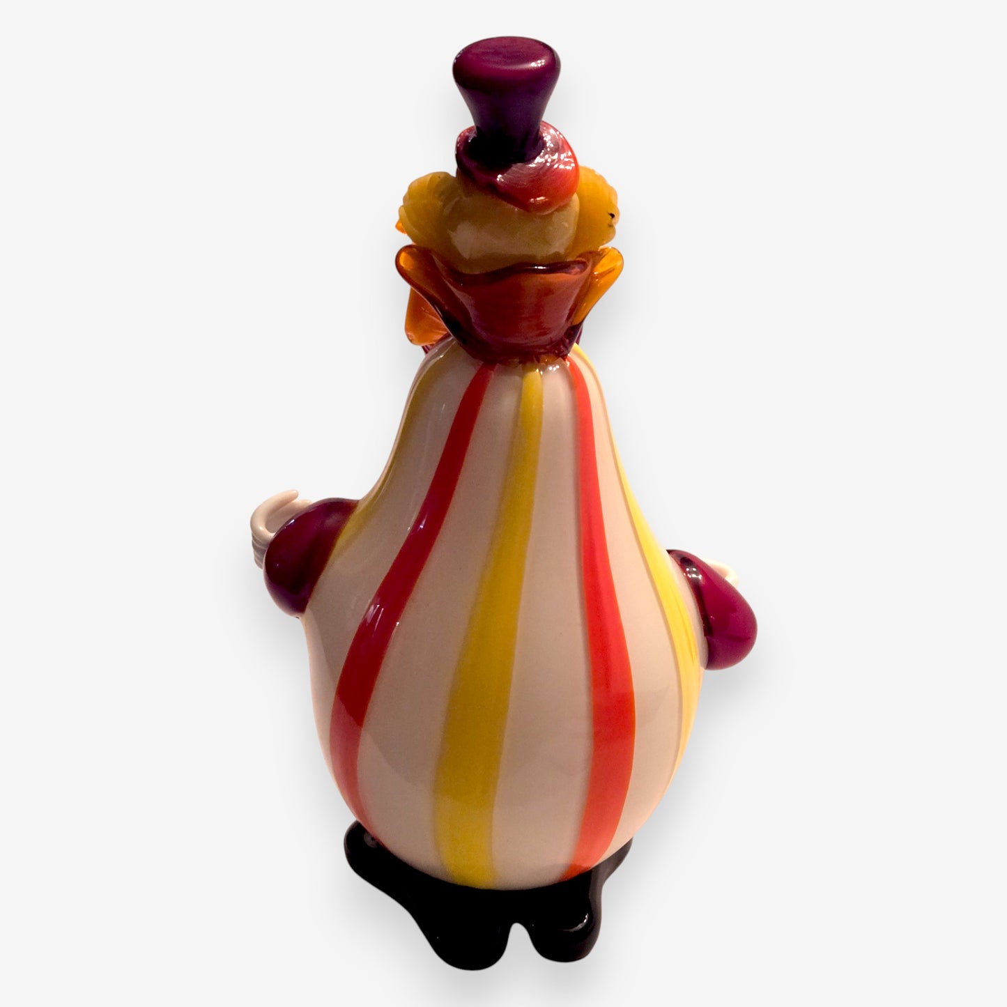 Murano-Attributed Vintage Striped Glass Clown Figurine - Multi-Colour