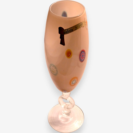 Murano-Attributed Vintage Opalina Floral Pattern Vase/Goblet - Multi-Colour