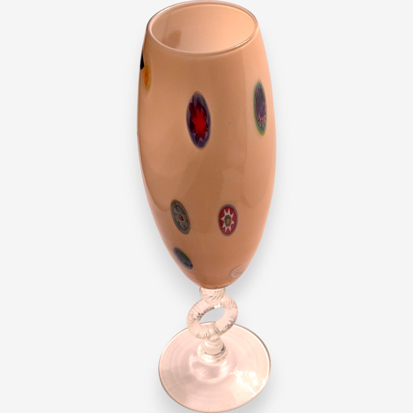 Murano-Attributed Vintage Opalina Floral Pattern Vase/Goblet - Multi-Colour