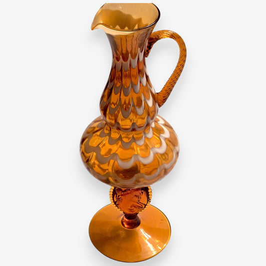 Lavorazione Stevlvia Empoli-Attributed Glass Pitcher/Vase - Amber