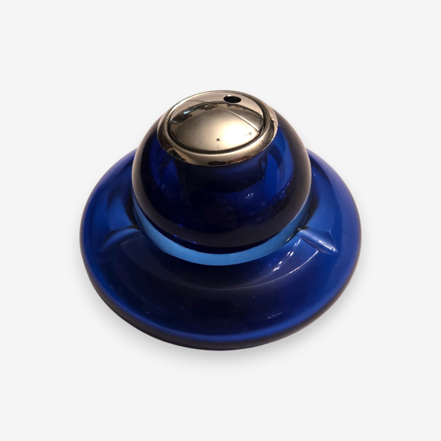 Lütken Lucienne Cobalt Blue Glass Table Lighter & Ashtray Set - Blue