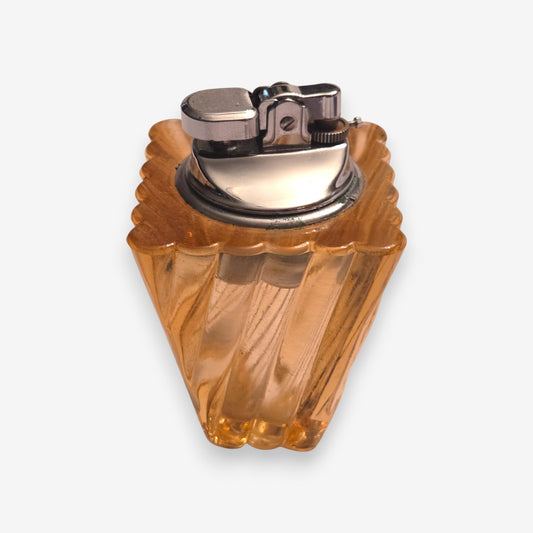 Vintage Viking Glass Diamond Point Table Lighter - Amber