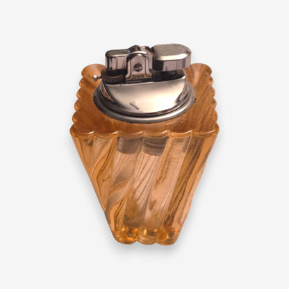 Vintage Viking Glass Diamond Point Table Lighter - Amber