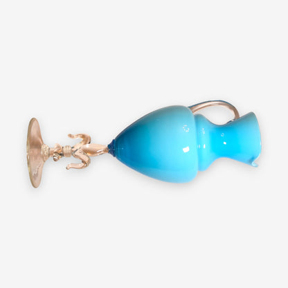 Vintage Empoli-Attributed Opaline Glass Pitcher - Torquoise Blue