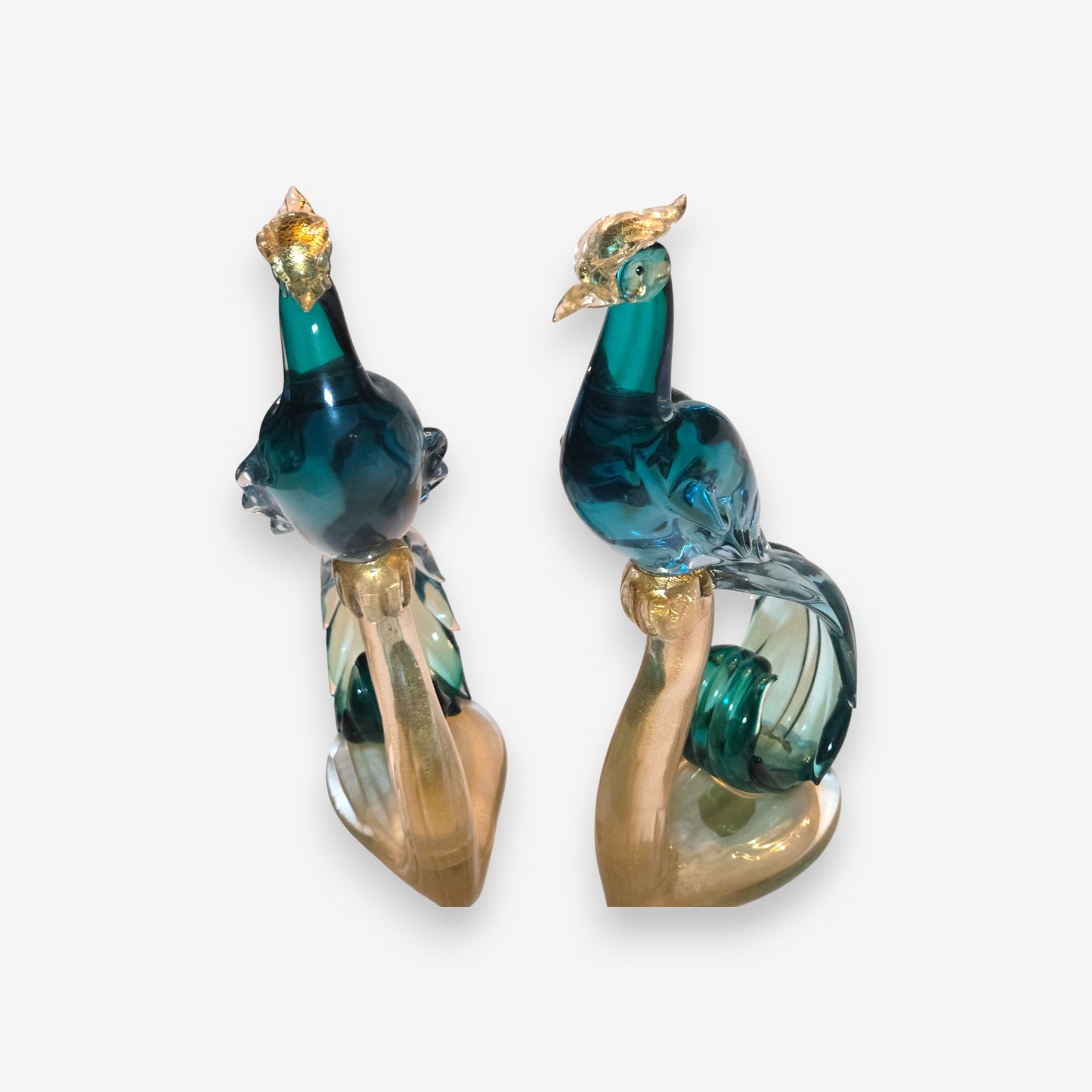 Alfredo Barbini Murano-Attributed Sommerso Mid-Century Glass Birds - Multi-Colour