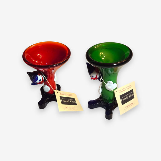 Murano-Attributed Vintage Glass Clown Candy Dish or Vase - Multi-Colour