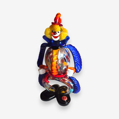 Murano-Attributed Vintage Glass Clown Figurine with Swirled Belly - Multi-Colour