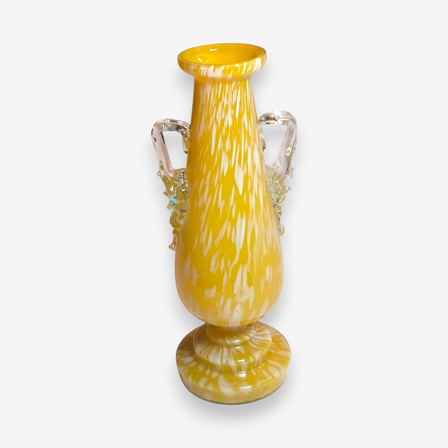 Franz Welz Bohemian Spatter Glass Vase - Yellow