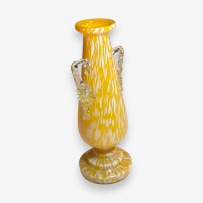 Franz Welz Bohemian Spatter Glass Vase - Yellow