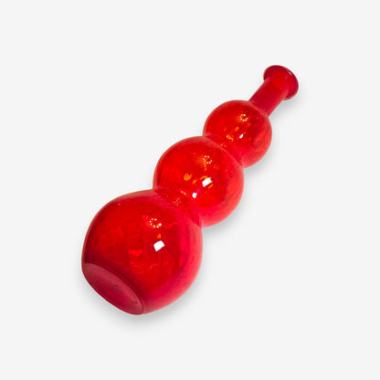 Vintage Empoli-Attributed Red Genie Bottle with Stacked Bubble Design - Orange