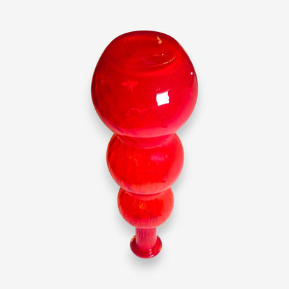 Vintage Empoli-Attributed Red Genie Bottle with Stacked Bubble Design - Orange