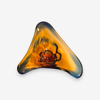 Murano-Attributed Glass Centerpiece with Amber and Blue Freeform Design - Amber