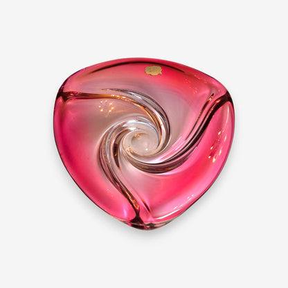 Val Saint Lambert-Attributed Crystal Centerpiece Bowl - Pink