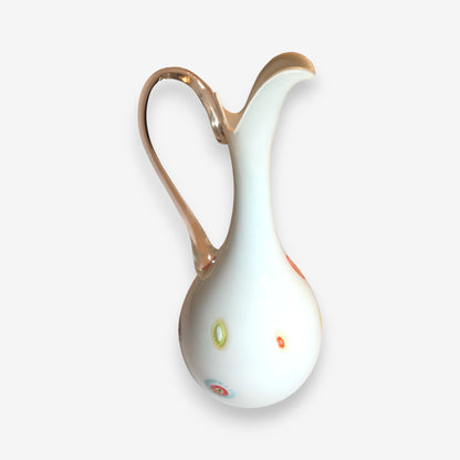 Murano-Attributed Vintage Millefiori Glass Vase or Pitcher - Multi-Colour