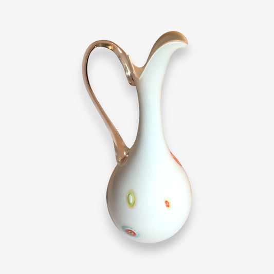 Murano-Attributed Vintage Millefiori Glass Vase or Pitcher - Multi-Colour