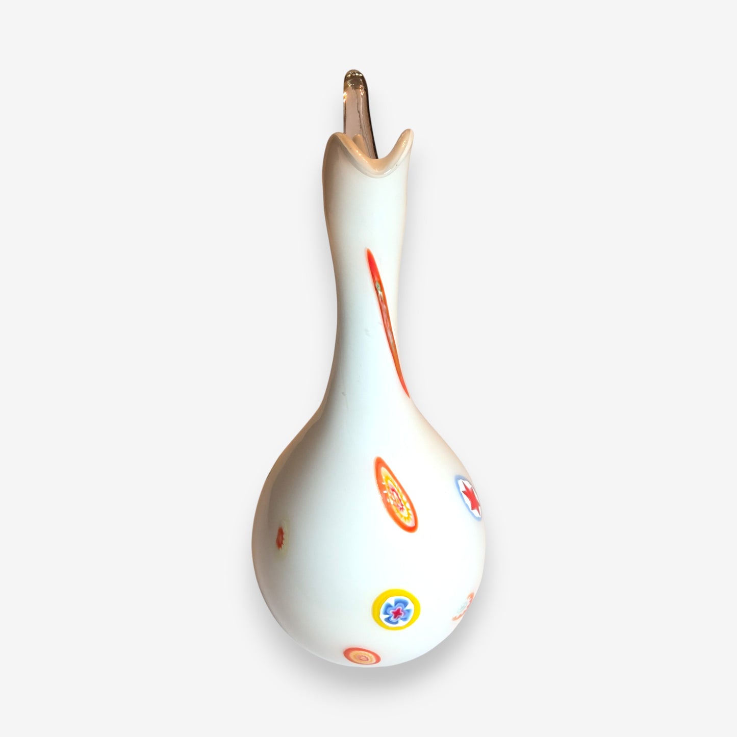 Murano-Attributed Vintage Millefiori Glass Vase or Pitcher - Multi-Colour