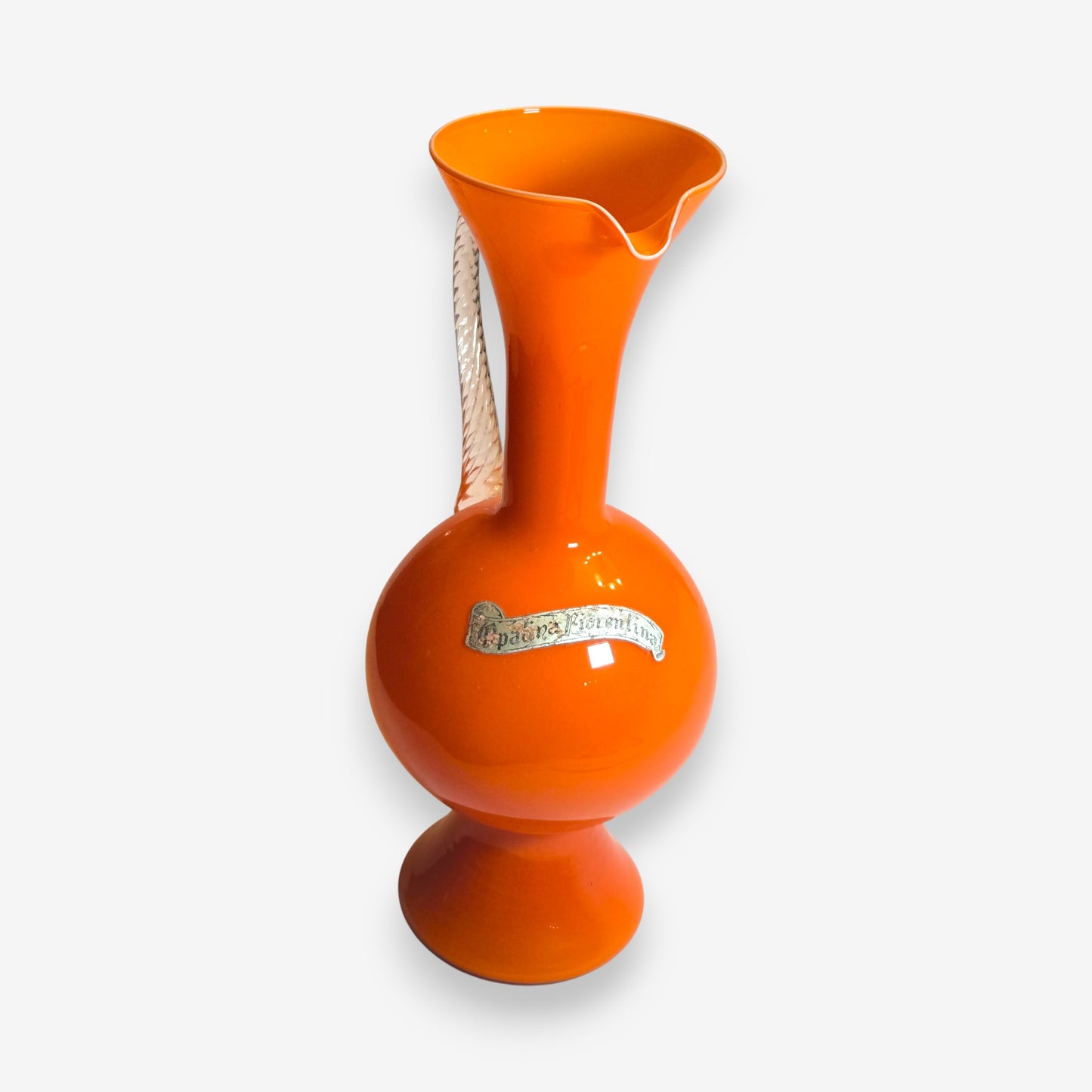 Opalina Fiorentina Orange Glass Vase or Ewer - Orange