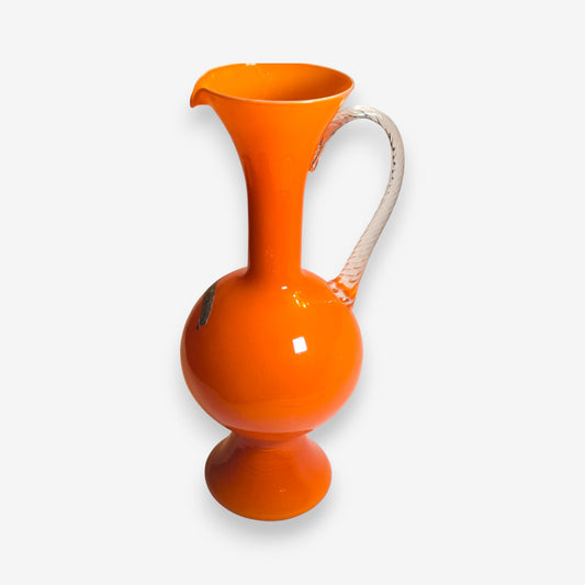 Opalina Fiorentina Orange Glass Vase or Ewer - Orange