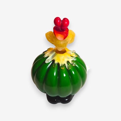 Murano-Attributed Glass Clown Figurine with Green Pepper-Shaped Body - Multi-Colour