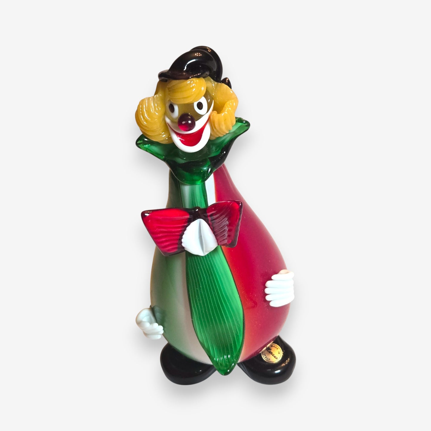 Murano-Attributed Glass Clown Figurine with Pear-Shaped Body - Multi-Colour