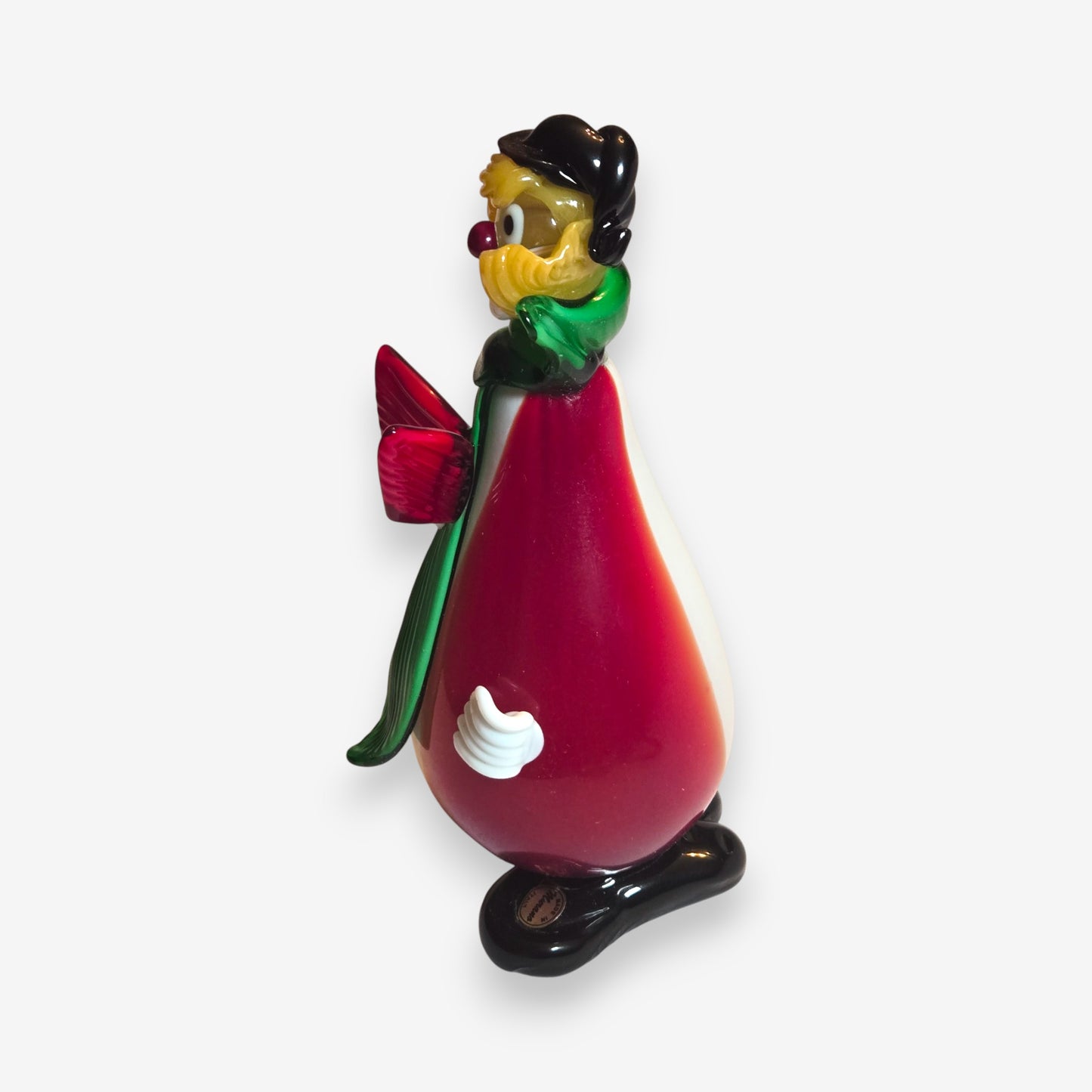 Murano-Attributed Glass Clown Figurine with Pear-Shaped Body - Multi-Colour
