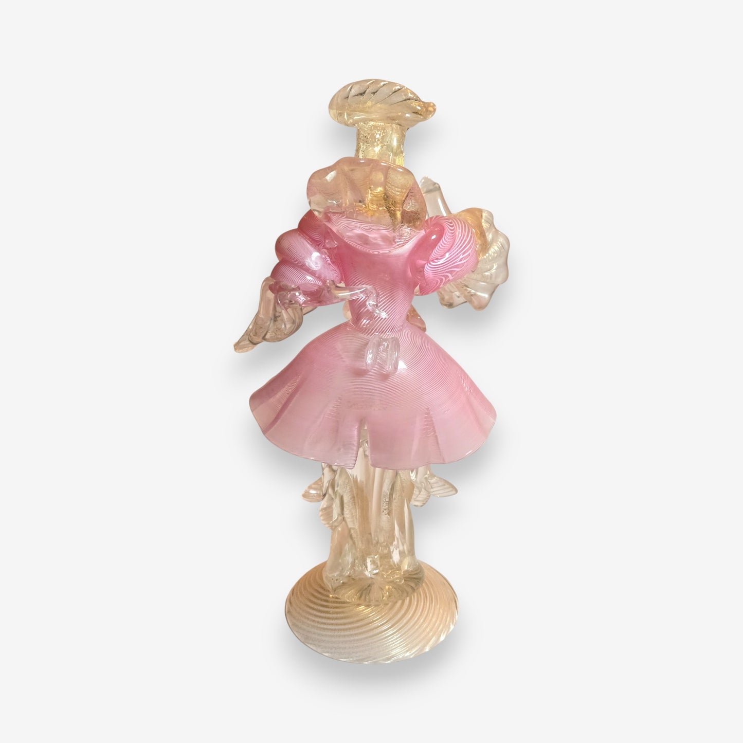Murano-Attributed Glass Gentleman Figurine with Aventurine - Pink