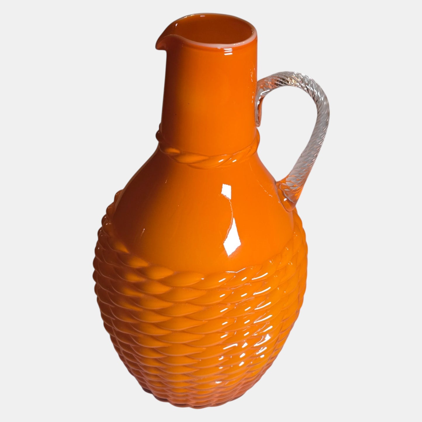 Empoli Vintage Glass Jug Basket Weave - Orange